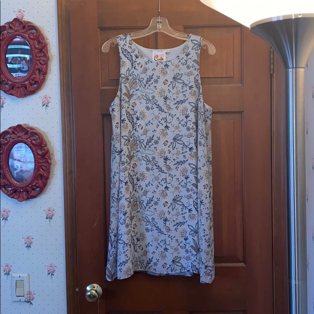 Blue and tan floral dress